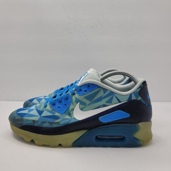 Nike Air Max 90 2013 Ice Blue Lace Up Men\'s Athletic Shoes 631748-401 US Size 10